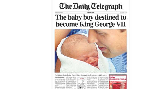 Papers laud Prince George after royal baby name revealed
