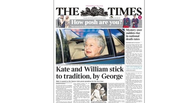 Papers laud Prince George after royal baby name revealed