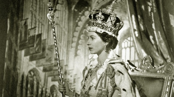 A portrait of the Queen taken in Buckingham Palace after her Coronation.