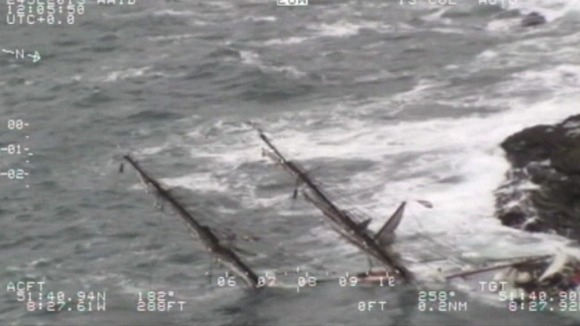 The ship disappeared below the waves within minutes to the crew being rescued.
