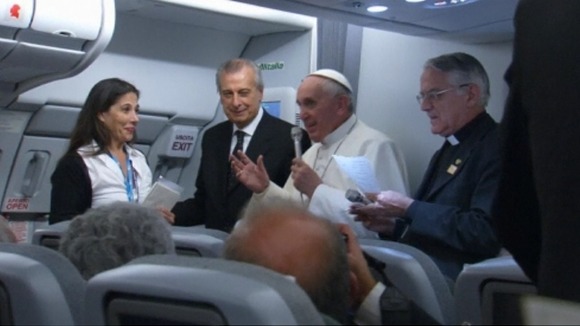 Pope Francis addressed reporters aboard the Papal plane.