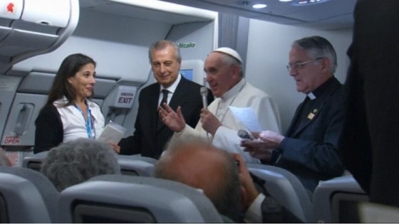 Pope Francis addressed reporters aboard the Papal plane.