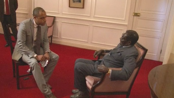 Robert Mugabe speaking to Rohit Kachroo.