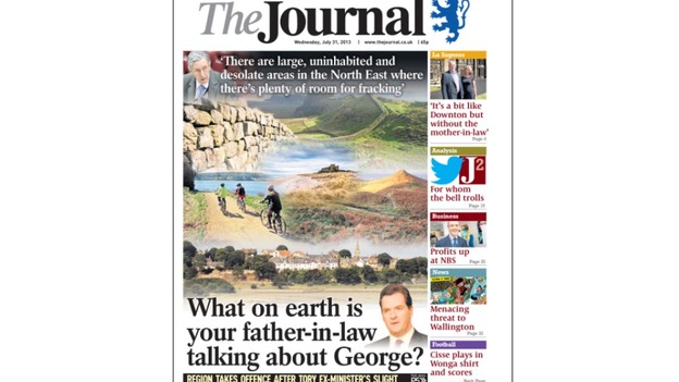 'What on earth is your father-n-law talking about George?' The Journal's front page.
