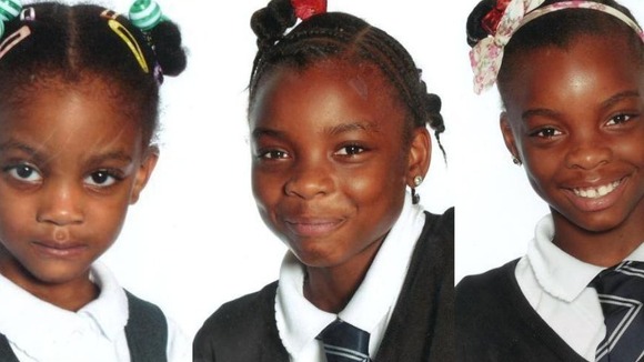 Five-year-old Shaventelle and identical twins Shania and Shamina Rose, 12.