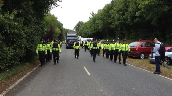 Lorry and police
