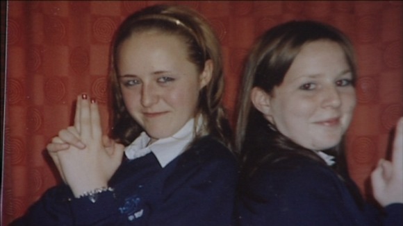 Jasmine Hepworth (right) and Natalie Jade Simpson on their first day at High School