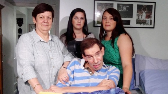 Tony Nicklinson with his wife Jane and daughters Lauren (left) and Beth (right) a week before he died of natural causes.