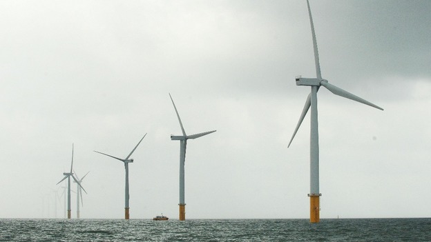 A general view of the Inner Dowsing offshore wind farm in the North Sea.