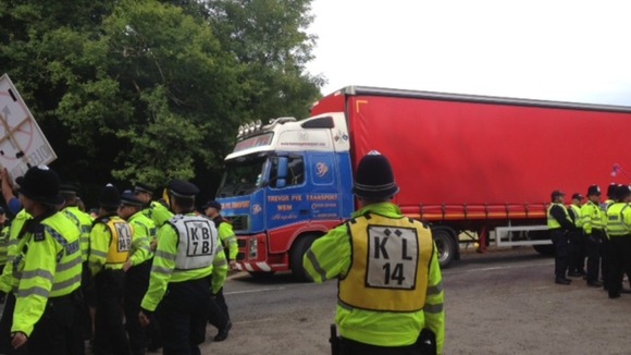police escorting lorry
