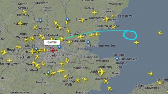 Flight BAW25 had circled near the Essex coast before returning to Heathrow.