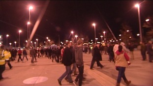 Fans leaving stadium