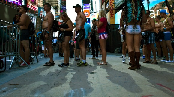Partygoers meet and greet one another in New York.