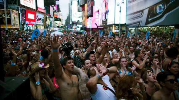 Mass crowds participated in the event held in Times Square.