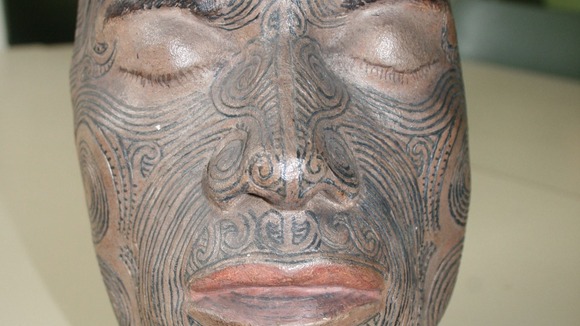 A plaster cast copy of the mummified head that is to be sent back