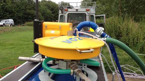 This is the River Rover aeration equipment being used by the Environment Agency to get oxygen into rivers. It cost £20,000.