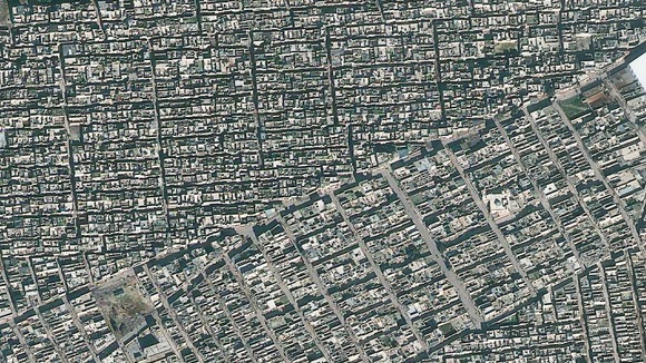 Ard al-Hamra district before a missile strike on February 22.
