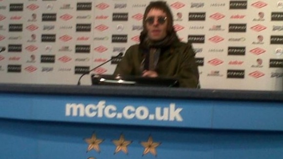 Liam Gallagher in the press centre after the game