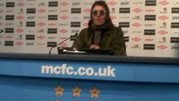 Liam Gallagher in the press centre after the game