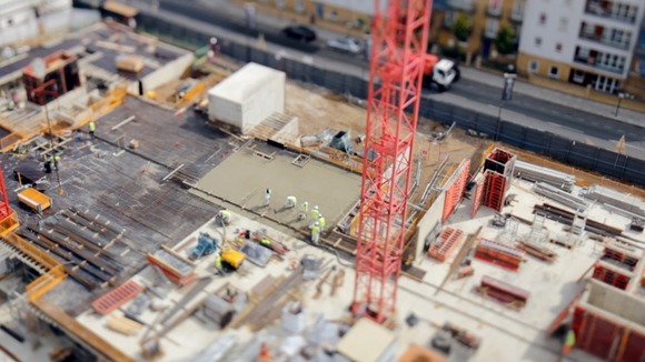 Elevated view of construction site