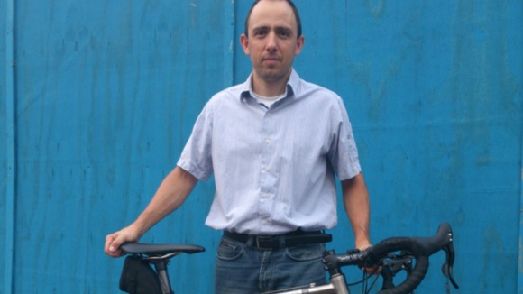 Cyclist Simeone Diaz, who was injured when he was deliberately knocked from his bike by a passing car