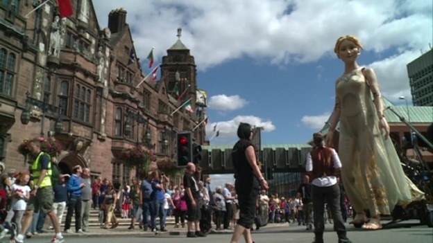 Lady Godiva takes a stroll through the city centre as she returns to Coventry