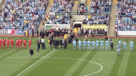 Players line up ahead of legends match at the Ricoh Arena