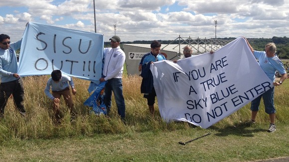 More Coventry fans protest outside the Northampton Sixfields grounds