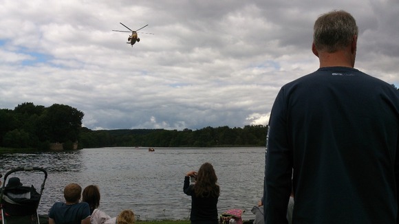 The Sea King RAF helicopter puts on a show