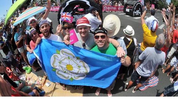 Cycling fans from Yorkshire watch the Tour de France