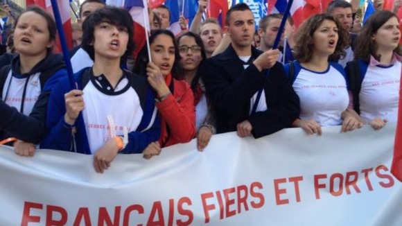 Young people march for France's Far right