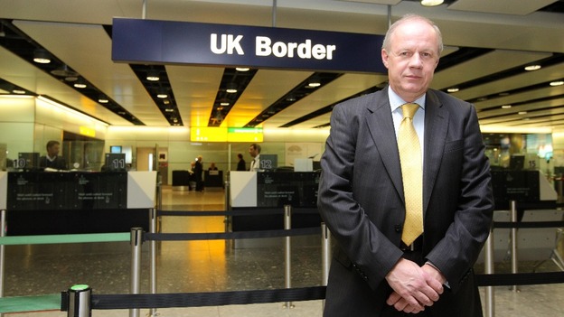 Immigration Minister Damian Green during a visit to Terminal 3 of Heathrow Airport