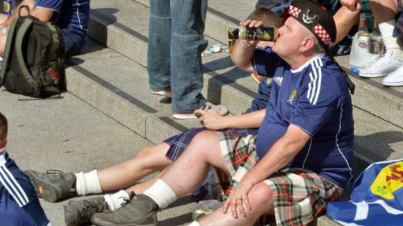 Many Scotland supporters are getting well lubricated ahead of the game
