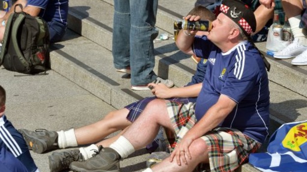 Many Scotland supporters are getting well lubricated ahead of the game
