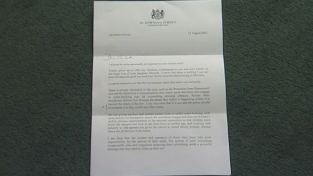 The letter written by the Prime Minister to Dave Smith