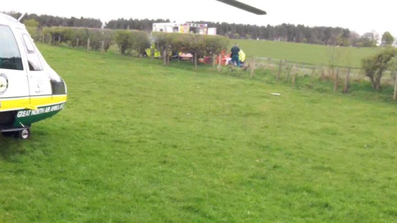 reat North Air Ambulance attends crash scene on B6305 earlier
