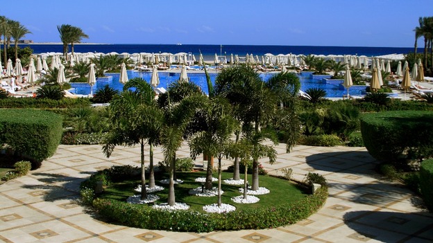 The view from a hotel in the Red Sea resort of Hurghada, Egypt.