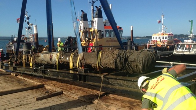 ship lifted from sea