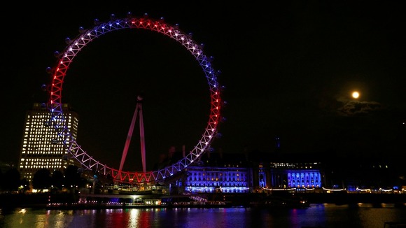 The eye was lit up in red, white and blue to herald the birth of Prince George to William and Kate
