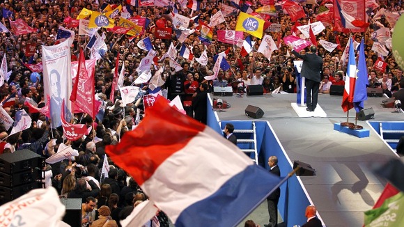 Hollande at a campaign rally in Paris last month