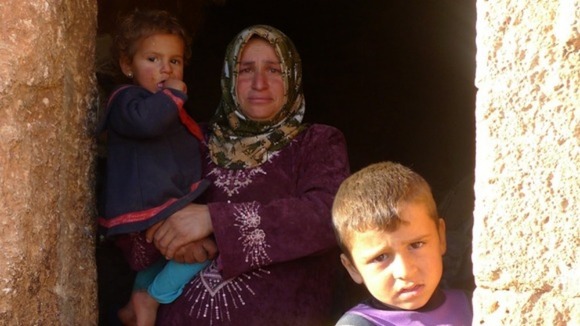 Syrian refugees in the abandoned Roman city of Sergilla