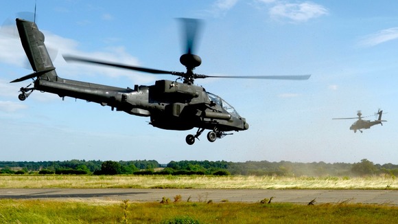 Apache attack helicopters prepare for live firing exercise