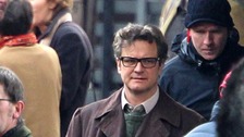 Colin Firth on the set of the film The Railway Man, at B'oness railway station in Falkirk.