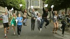 Students at Brighton College in East Sussex, celebrate their GCSE results.