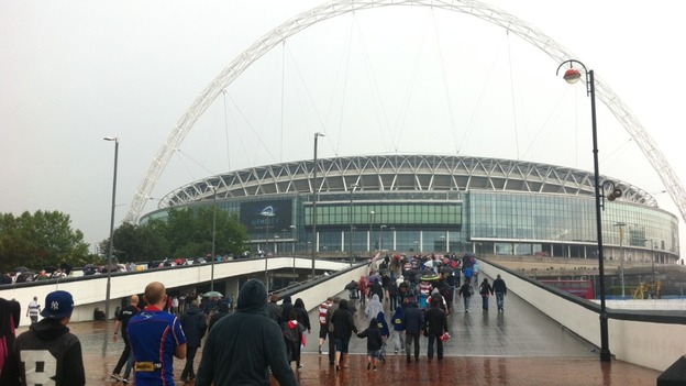 Fans head into Wembley Stadium