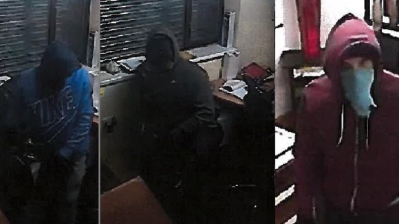 CCTV images of three of the men wanted in connection with the burglary