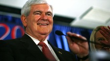 Newt Gingrich speaks at his South Carolina primary election night rally.