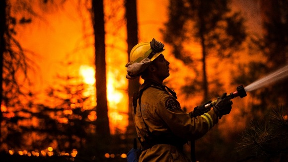 Firefighters have been battling the huge blaze.