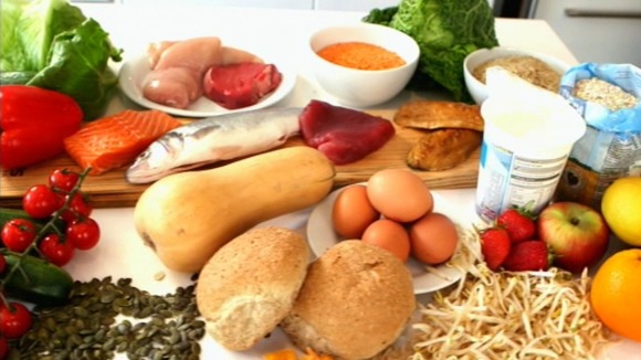 healthy foods laid out on table