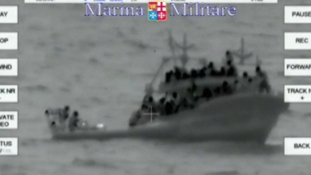 Italian coastguard released images of one of the rescues.